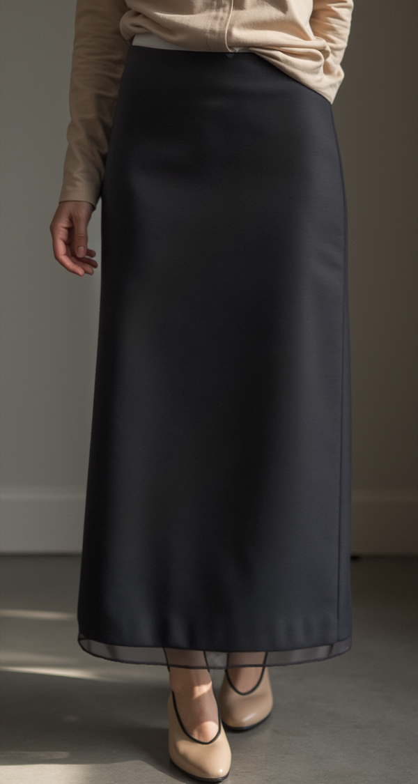 SHADOW LAYERED H-LINE LONG SKIRT