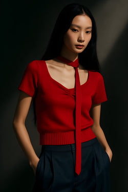 MODERN FLAME TIE-KNIT TOP