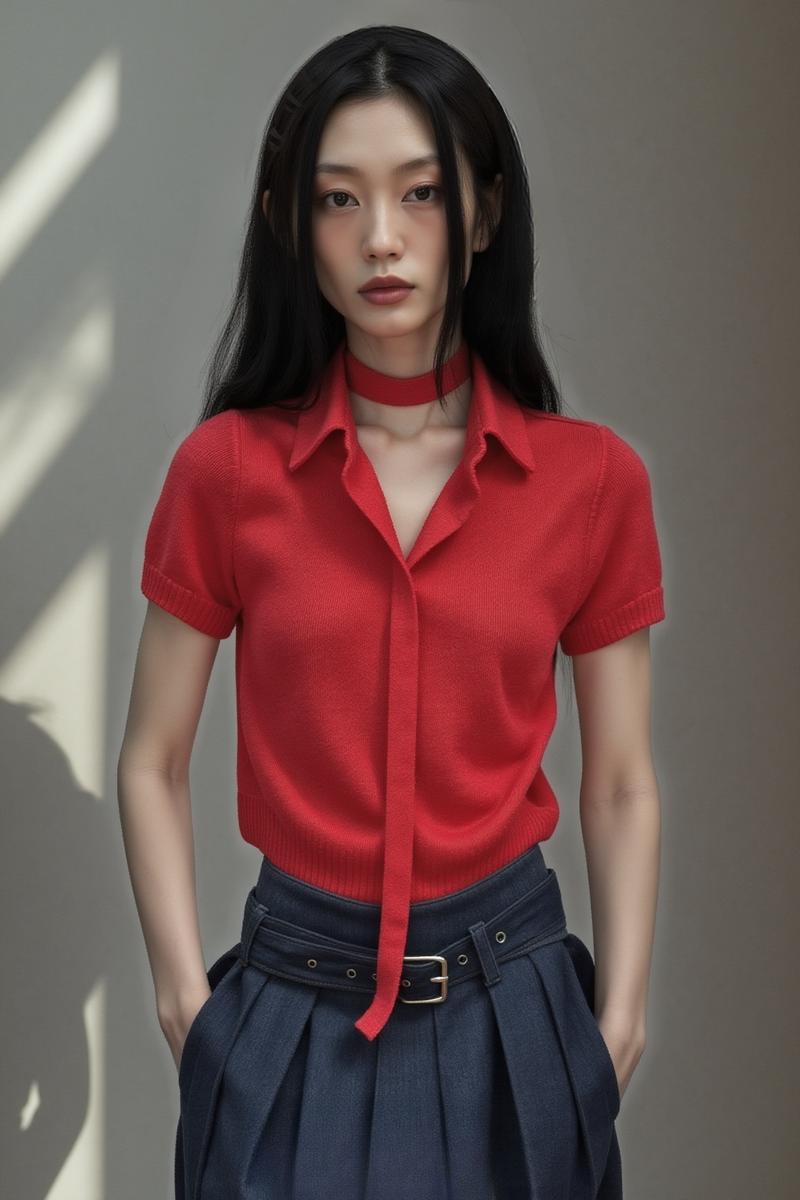 MODERN FLAME TIE-KNIT TOP
