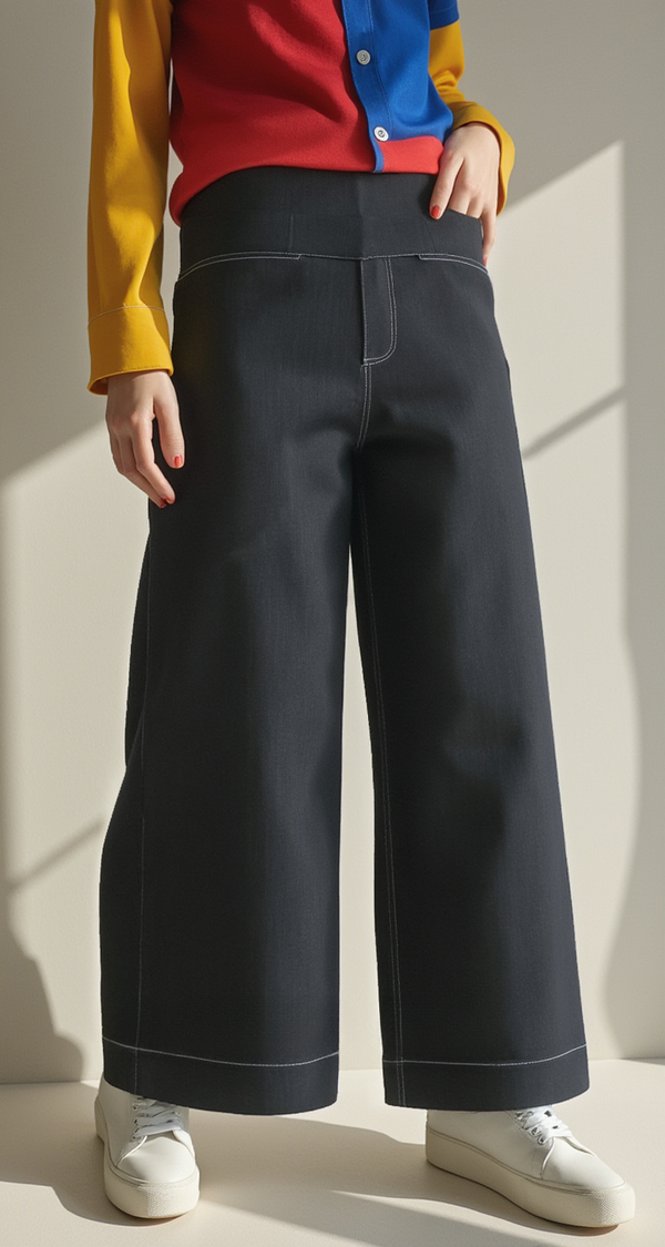 WASHED WIDE-LEG ANKLE DENIM