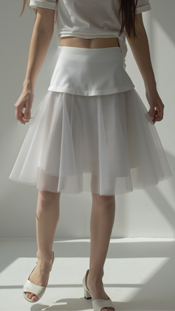 ETHEREAL LAYERED WHITE TULLE SKIRT