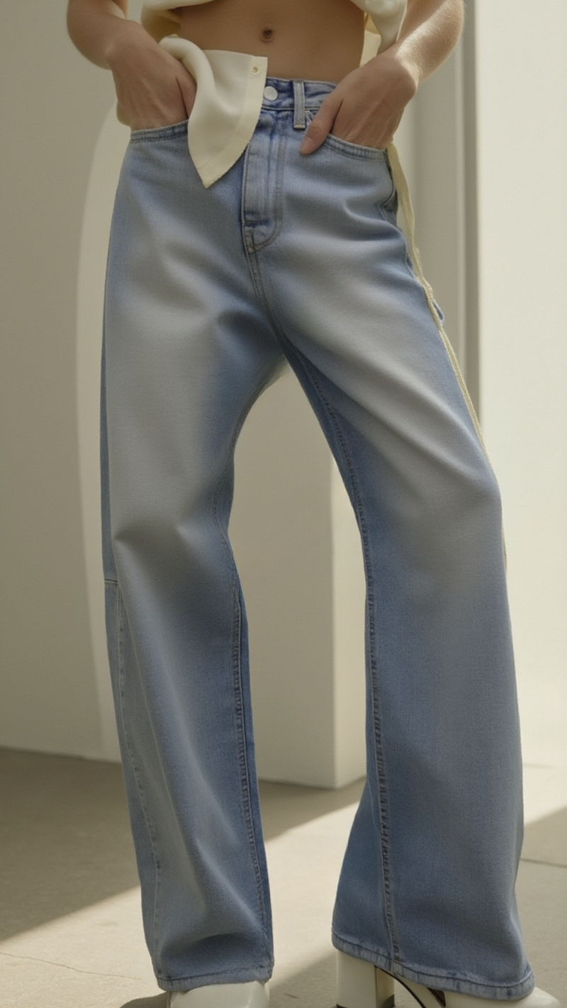 VINTAGE WASHED WIDE LEG JEANS