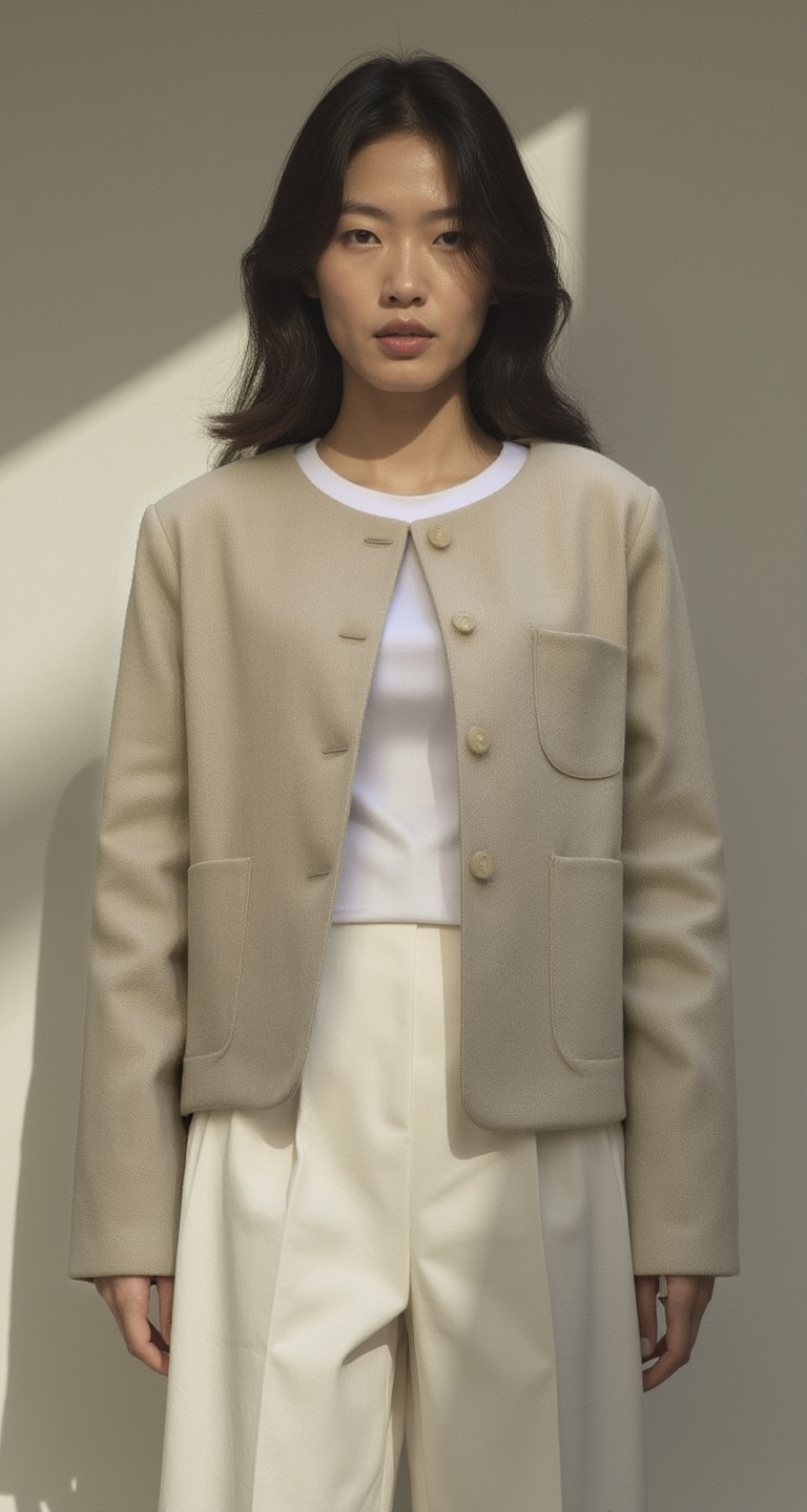 ROUND-NECK TAILORED JACKET