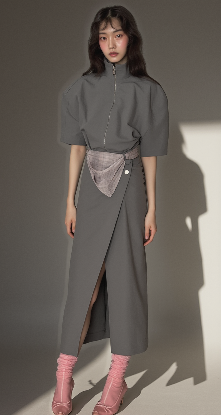 MONOLITH WRAP-ZIP DRESS