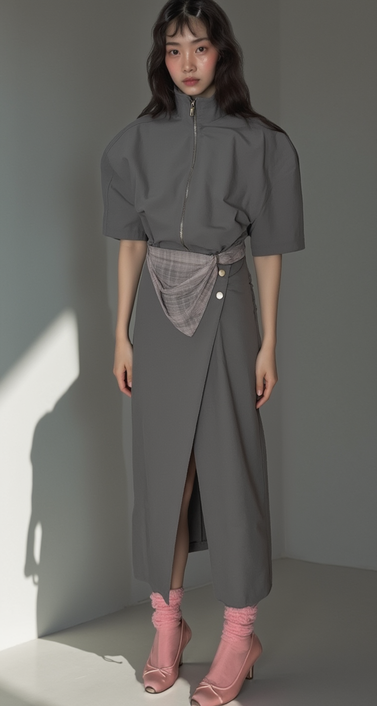 MONOLITH WRAP-ZIP DRESS