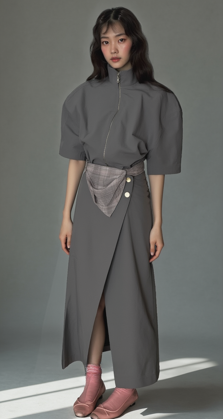 MONOLITH WRAP-ZIP DRESS