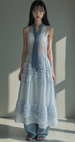 SKYVEIL CASCADE SHEER DRESS