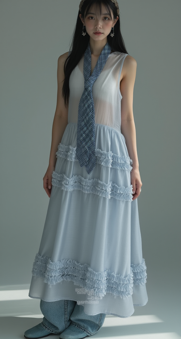 SKYVEIL CASCADE SHEER DRESS