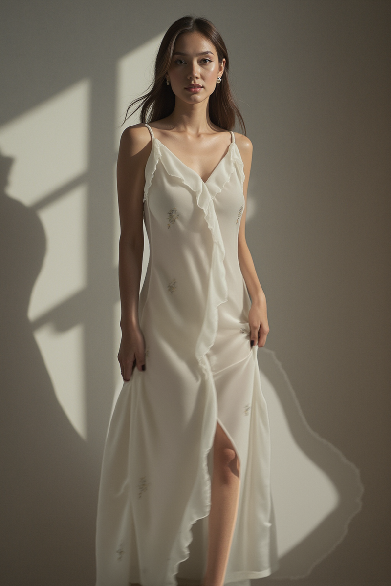 CELESTINE RUFFLE SLIP DRESS