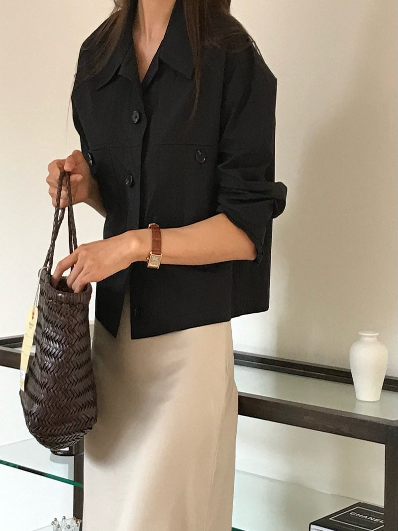 2 POCKET CROPPED SHIRT JACKET