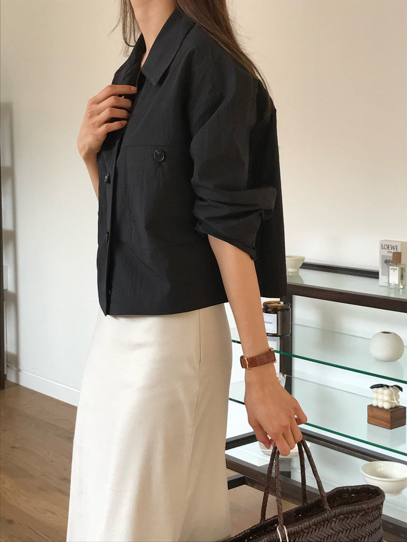 2 POCKET CROPPED SHIRT JACKET
