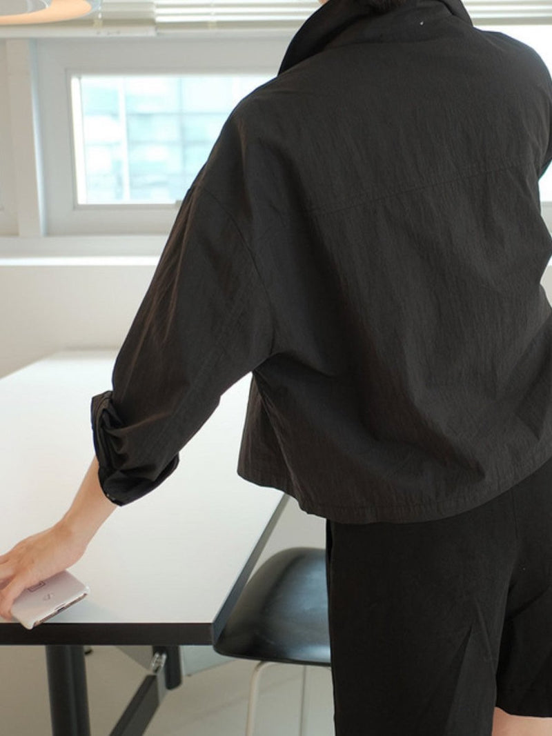 2 POCKET CROPPED SHIRT JACKET