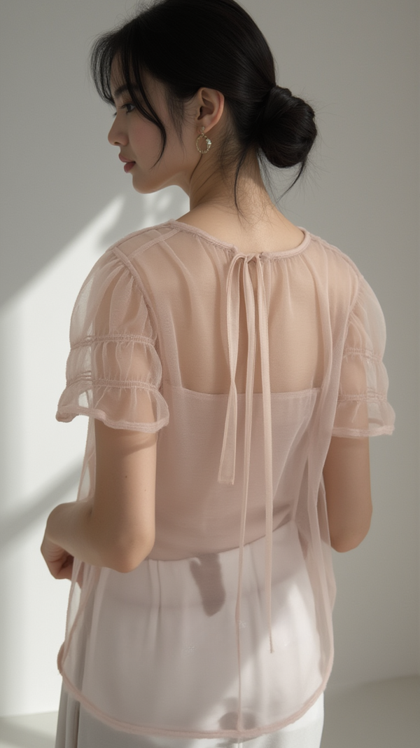 CLOUD VEIL SHEER PUFF SLEEVE BLOUSE