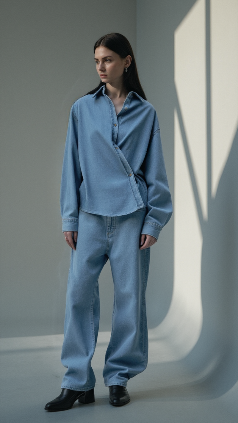LIGHT DENIM WRAP SHIRT