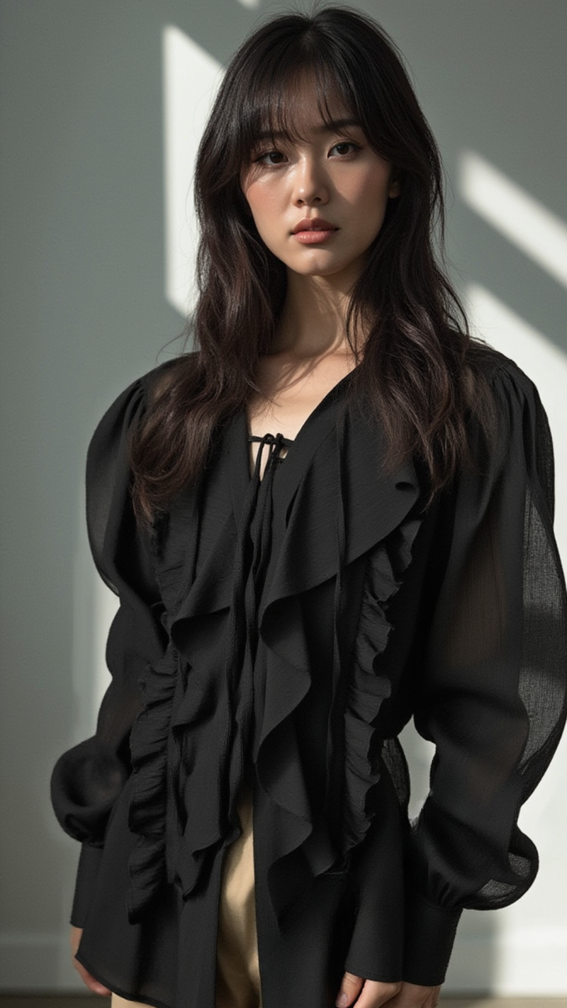 ROMANTIC RUFFLED CHIFFON BLOUSE