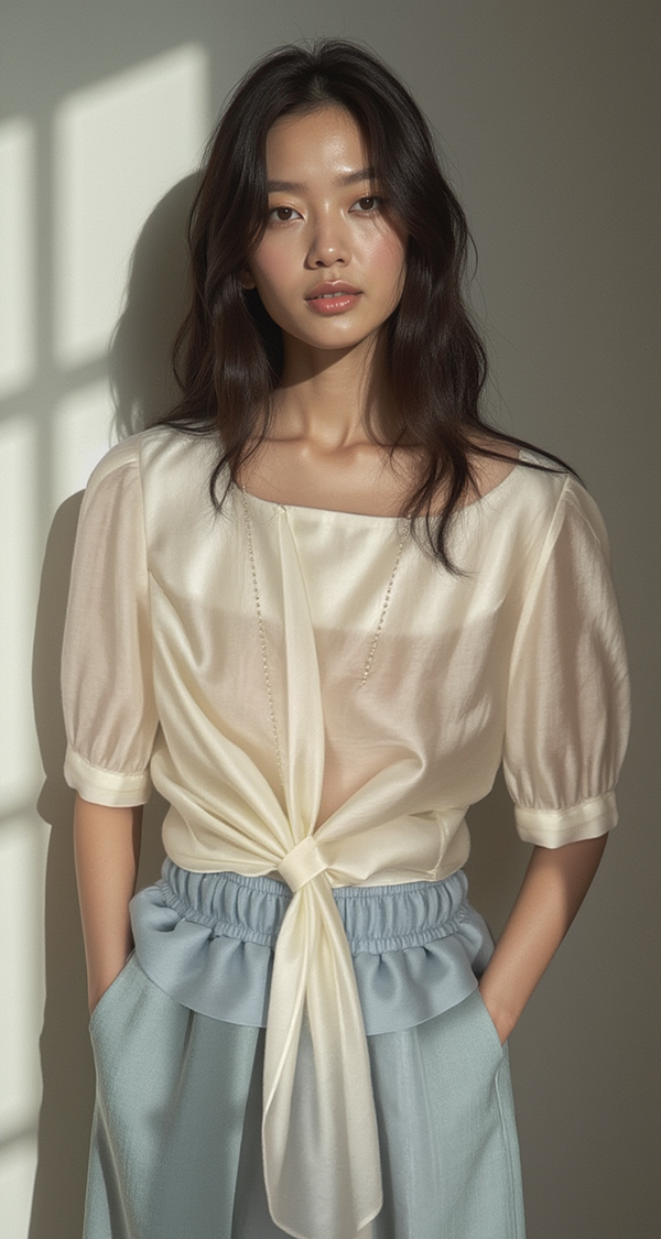 LUMIÈRE TIE-FRONT BLOUSE