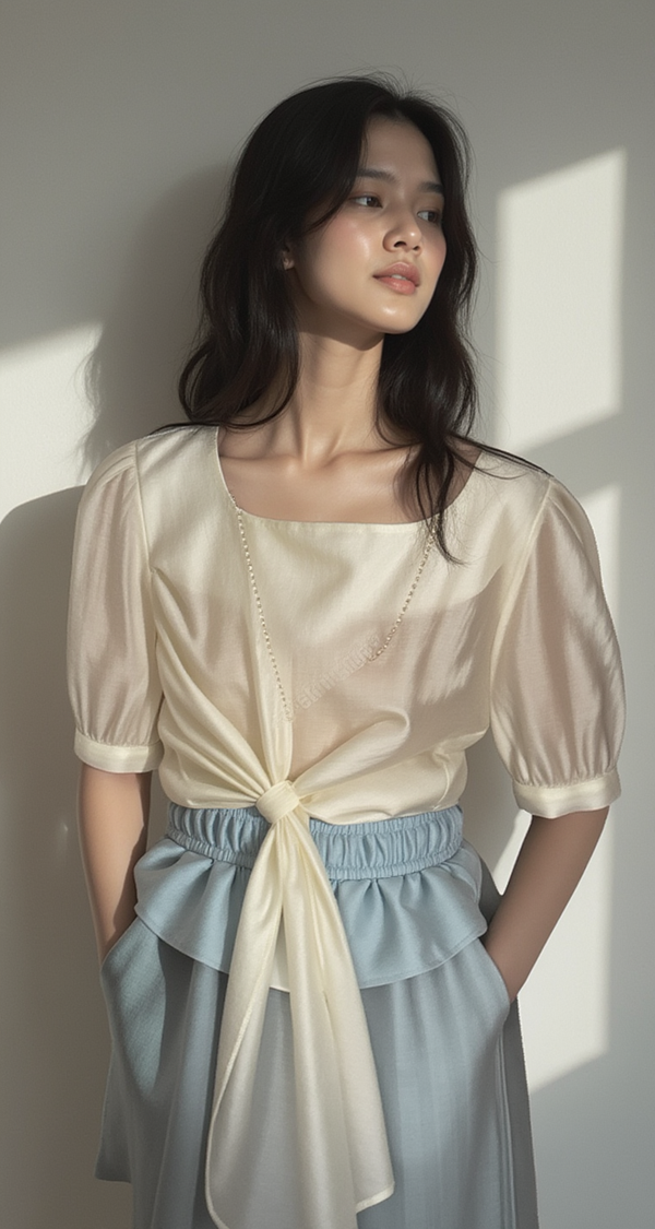 LUMIÈRE TIE-FRONT BLOUSE