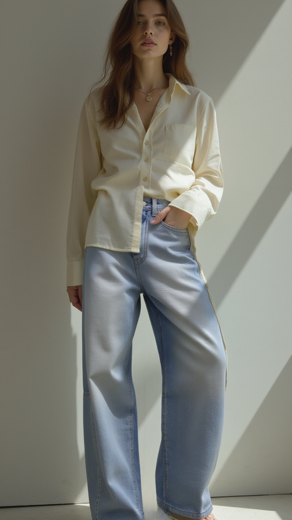 VINTAGE WASHED WIDE LEG JEANS