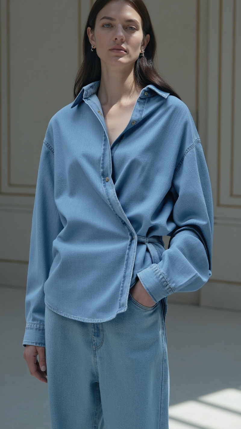 LIGHT DENIM WRAP SHIRT