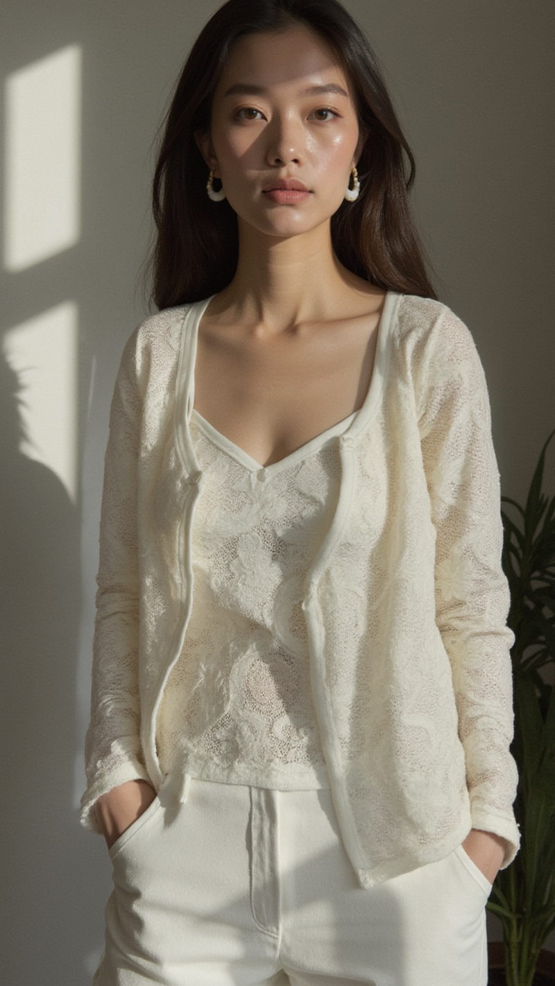 DELICATE LACE BUTTON UP CARDIGAN