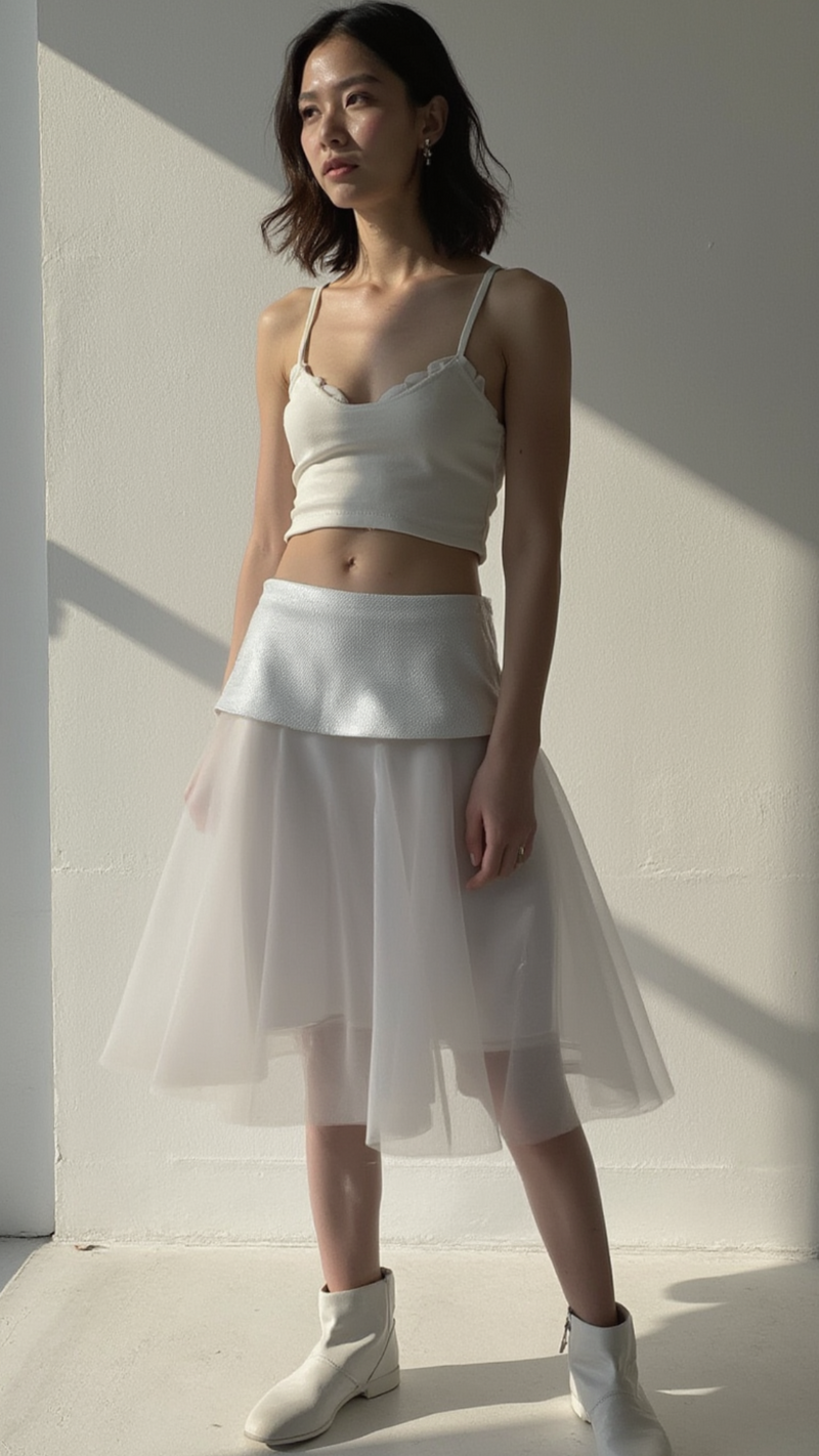 ETHEREAL LAYERED WHITE TULLE SKIRT