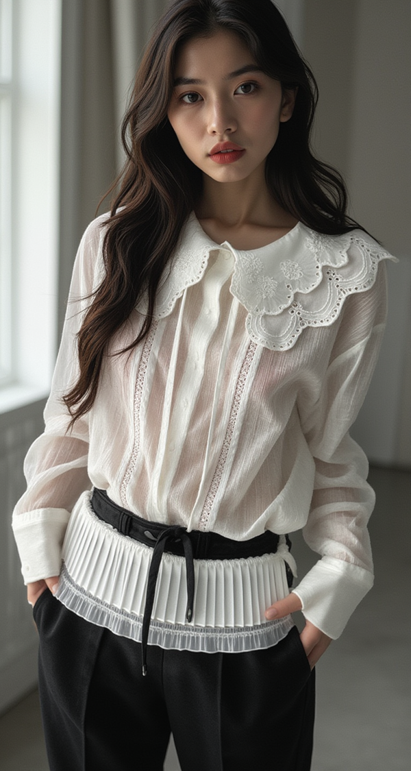 CHANTILLY EMBROIDERED COLLAR BLOUSE