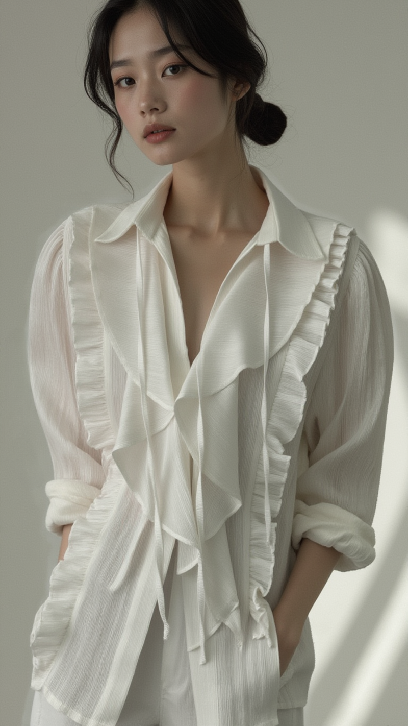 ROMANTIC RUFFLED CHIFFON BLOUSE