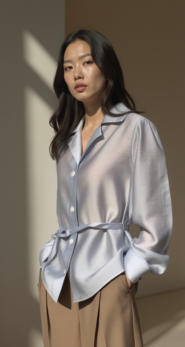 SERENITY SATIN BELTED BLOUSE
