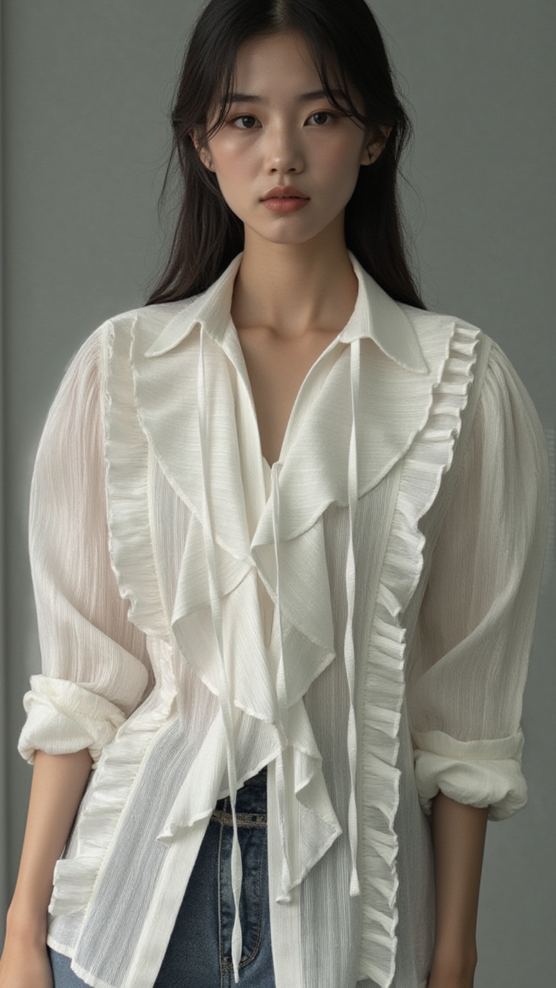 ROMANTIC RUFFLED CHIFFON BLOUSE