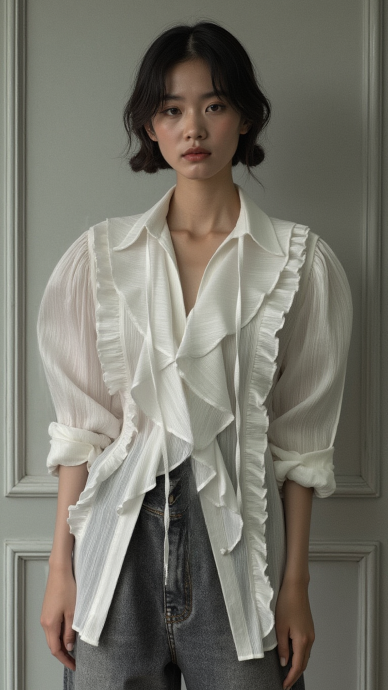 ROMANTIC RUFFLED CHIFFON BLOUSE