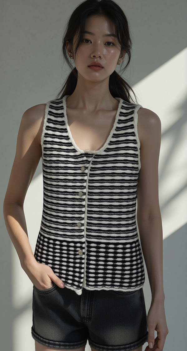 STRIÉ KNIT BUTTON VEST