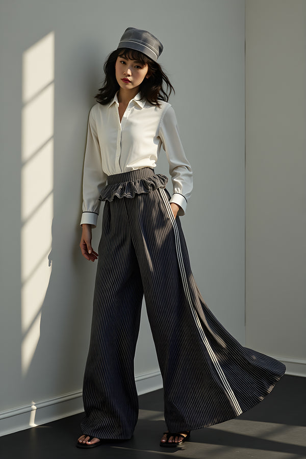 TRACK FRILL STRIPE PANTS