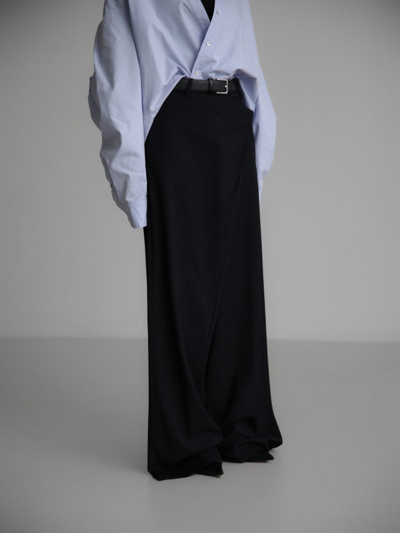 ASYMMETRICAL PIN TUCK WIDE TROUSERS