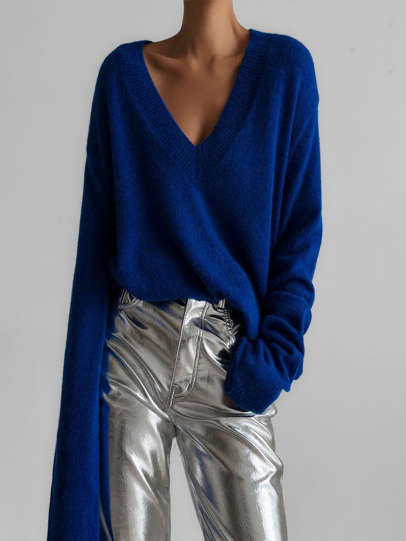 ALPACA DEEP V-NECK KNIT TOP