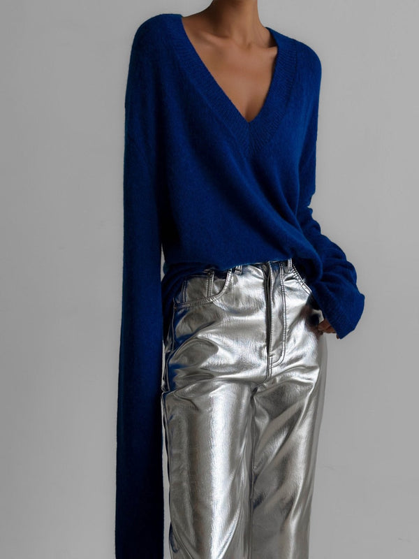 ALPACA DEEP V-NECK KNIT TOP