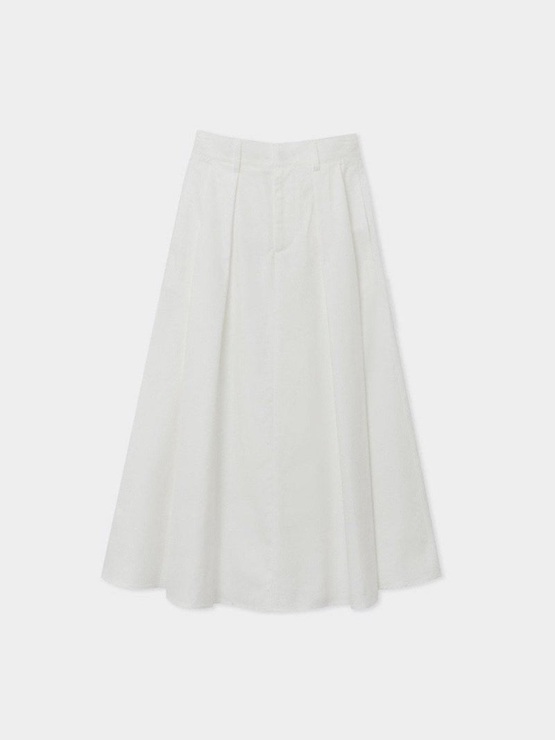 BACK BANDED FLARED PLEAT SKIRT