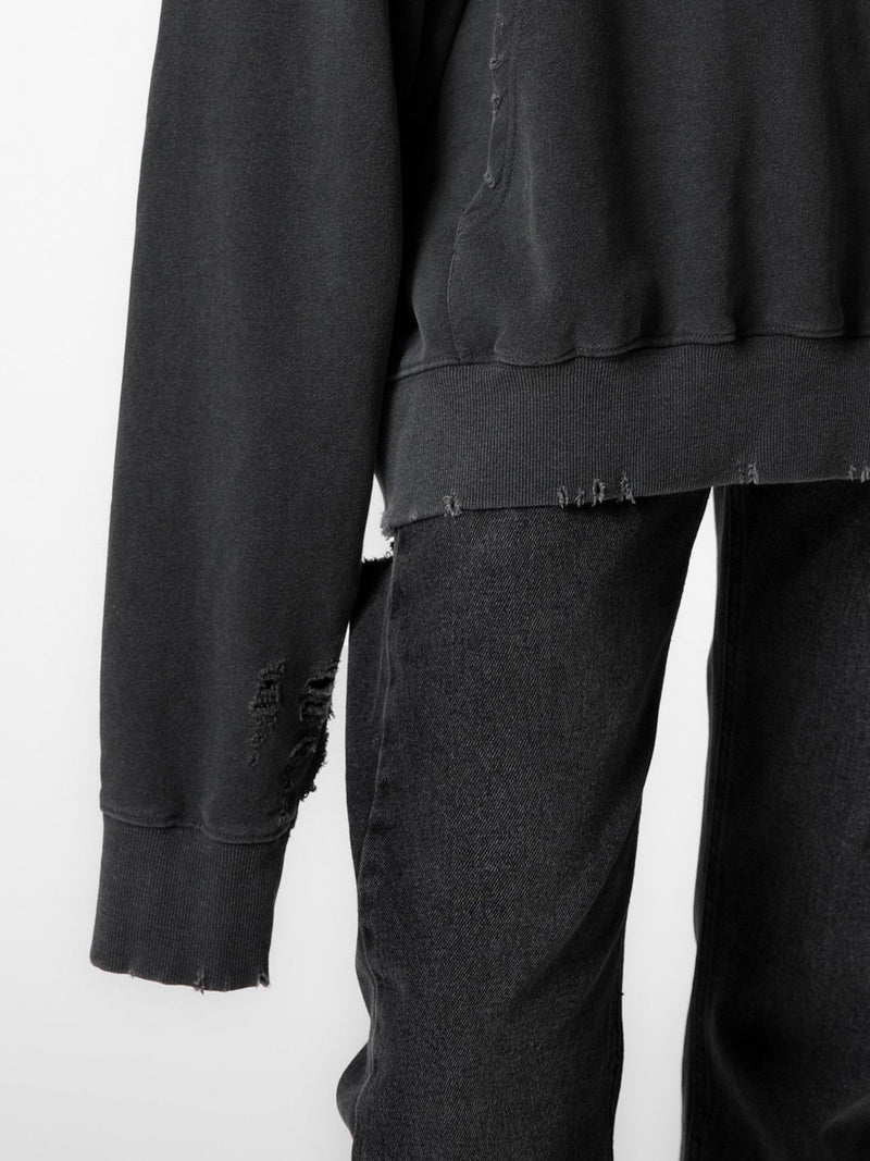 BACK SPLIT DETAIL WASHED BLACK JEANS
