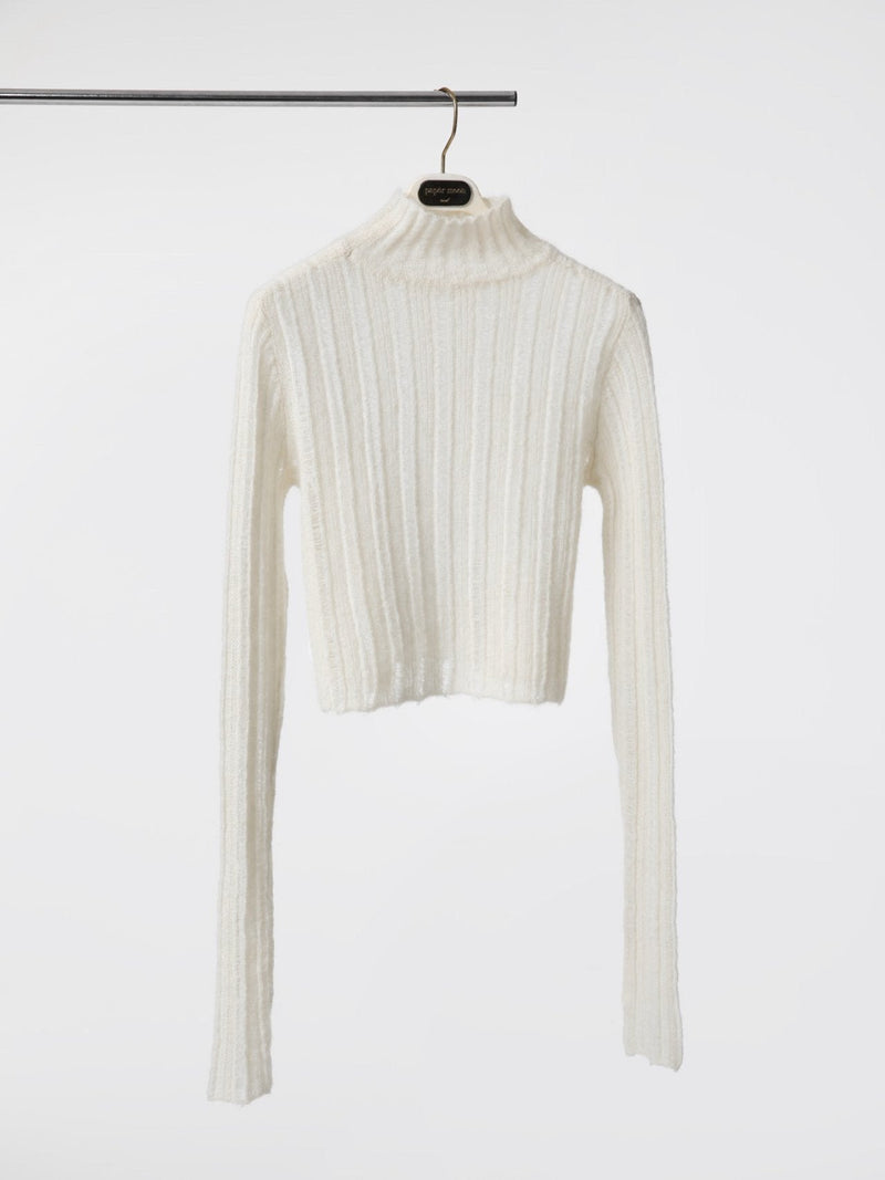BABY ALPACA SHEER CROPPED KNIT