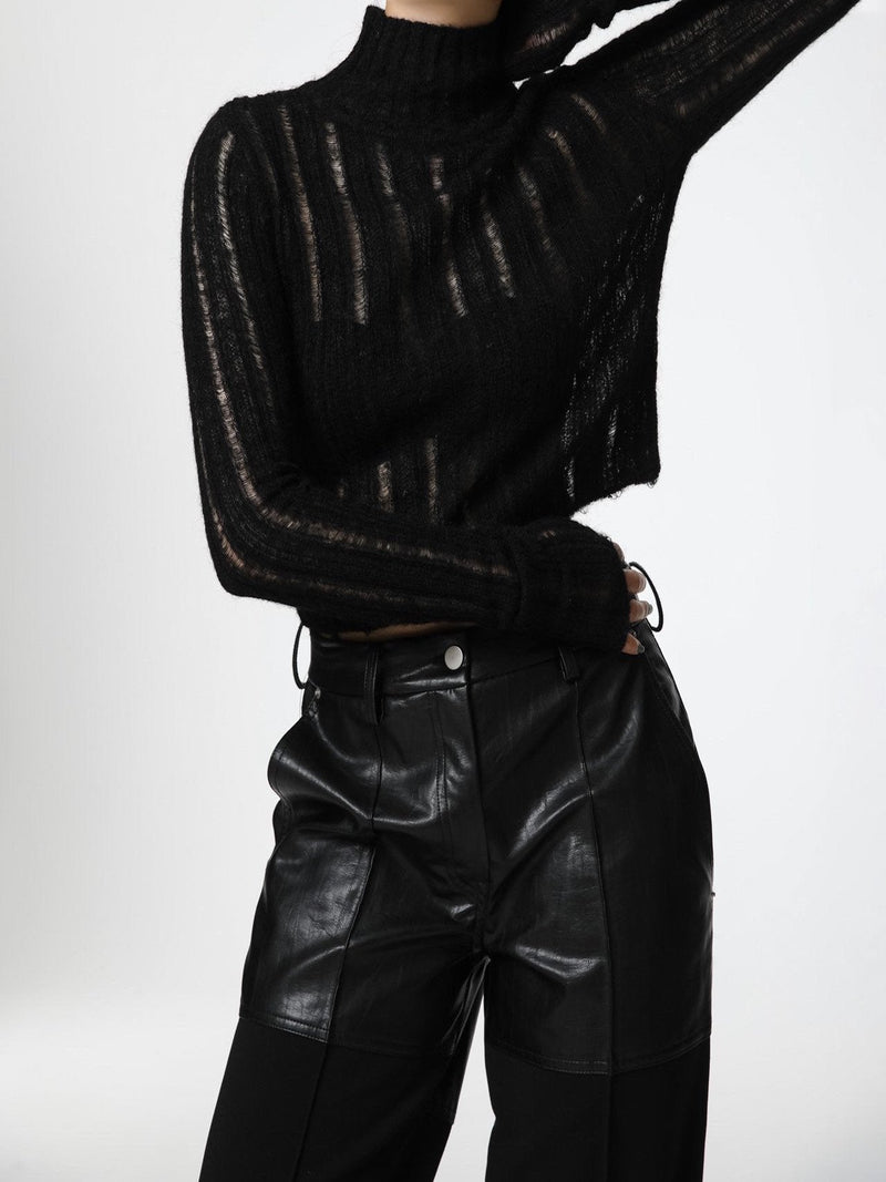 BABY ALPACA SHEER CROPPED KNIT