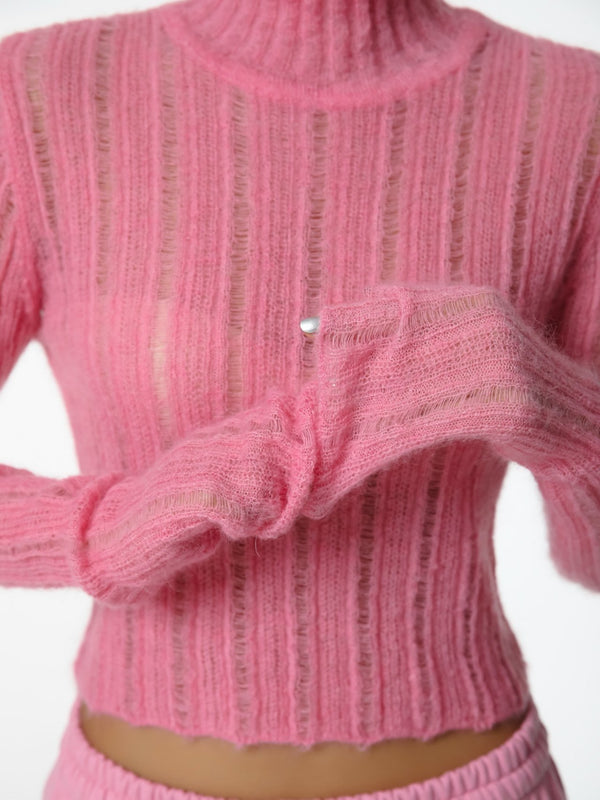 BABY ALPACA SHEER CROPPED KNIT