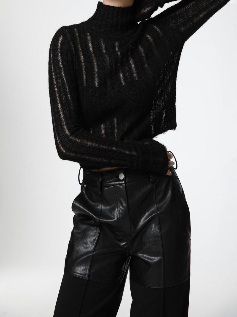 BABY ALPACA SHEER CROPPED KNIT