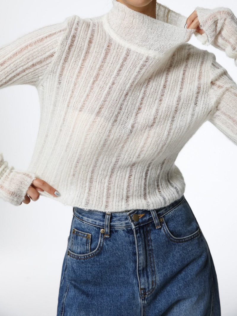 BABY ALPACA SHEER CROPPED KNIT