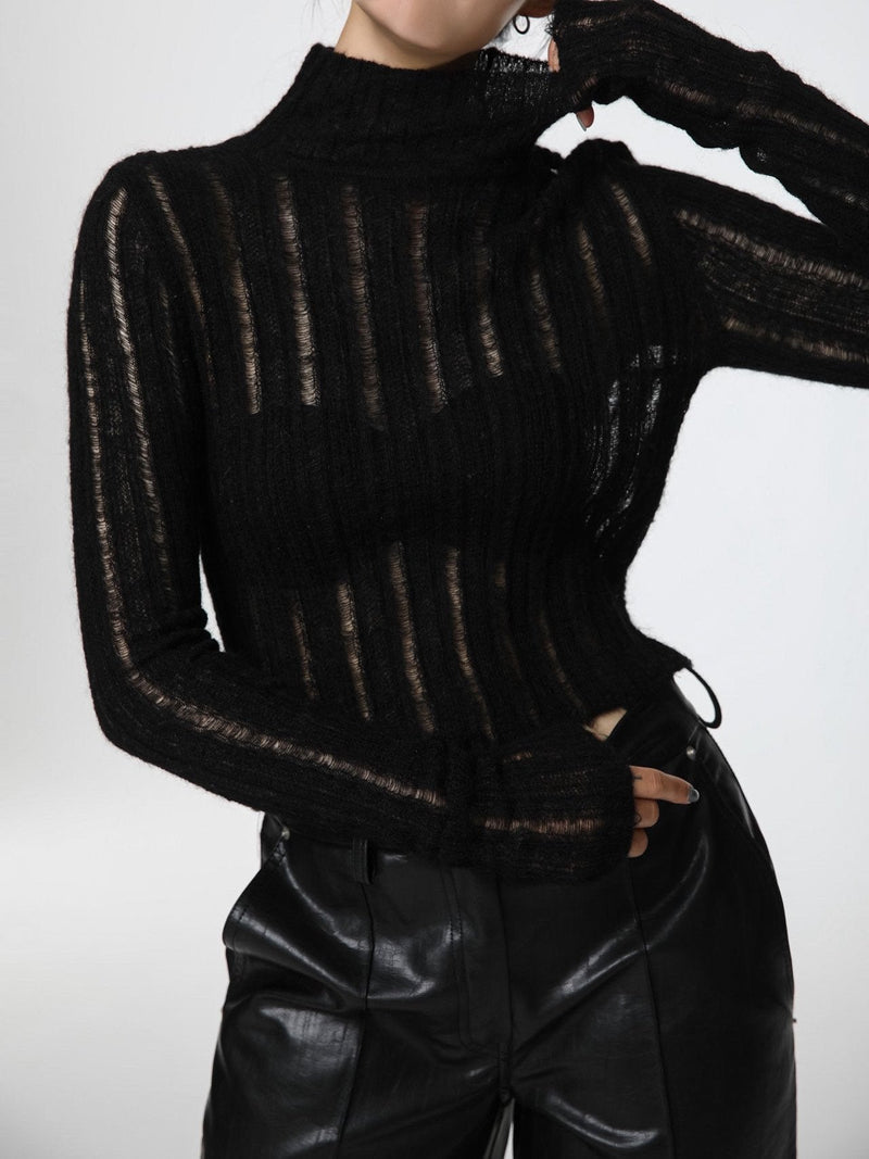 BABY ALPACA SHEER CROPPED KNIT