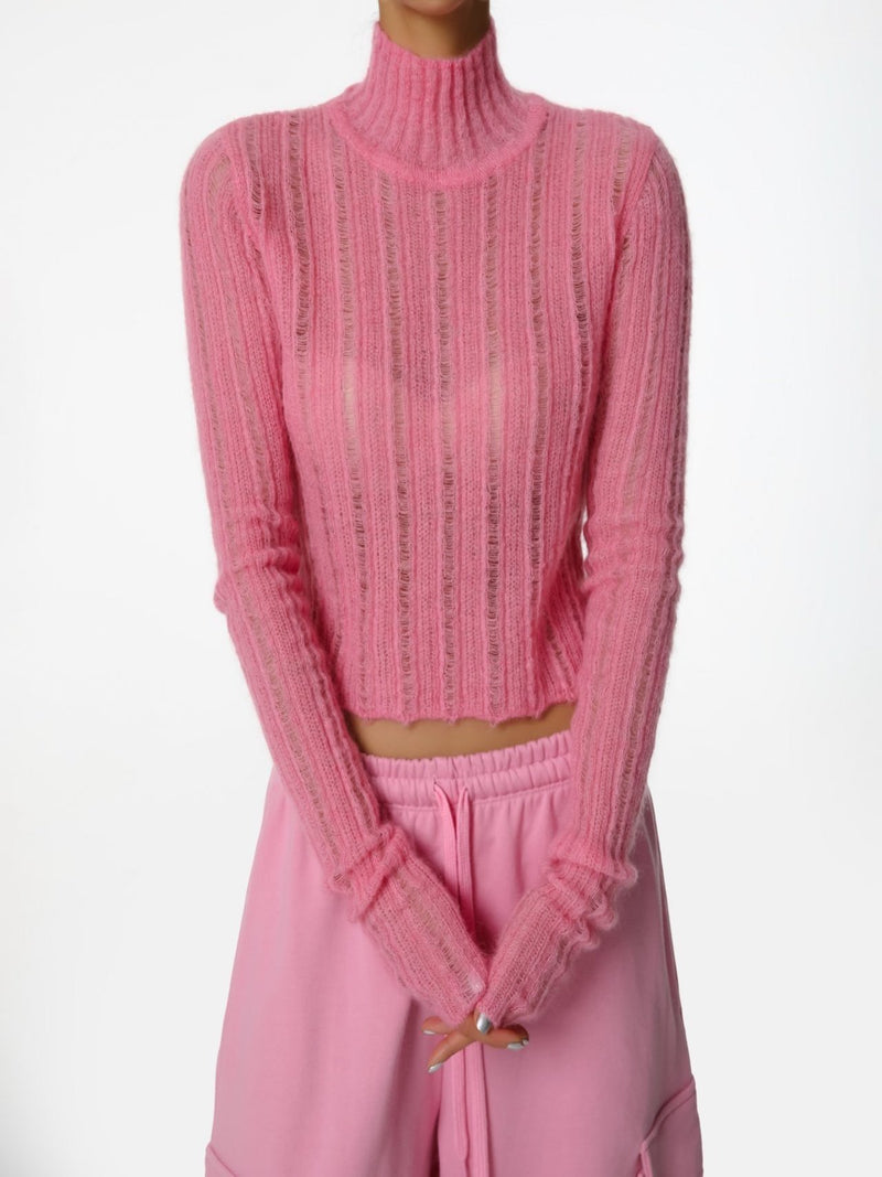BABY ALPACA SHEER CROPPED KNIT