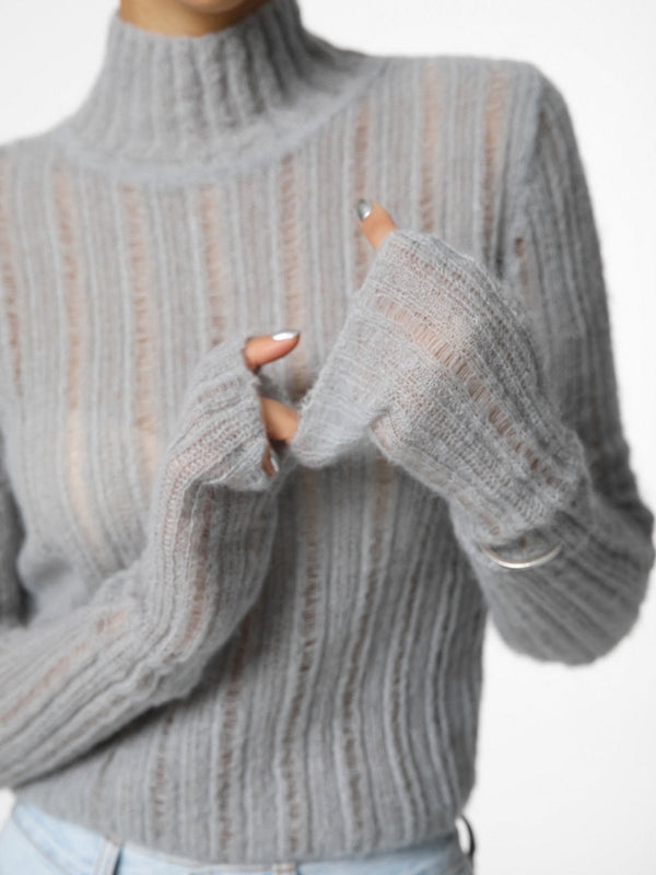 BABY ALPACA SHEER CROPPED KNIT