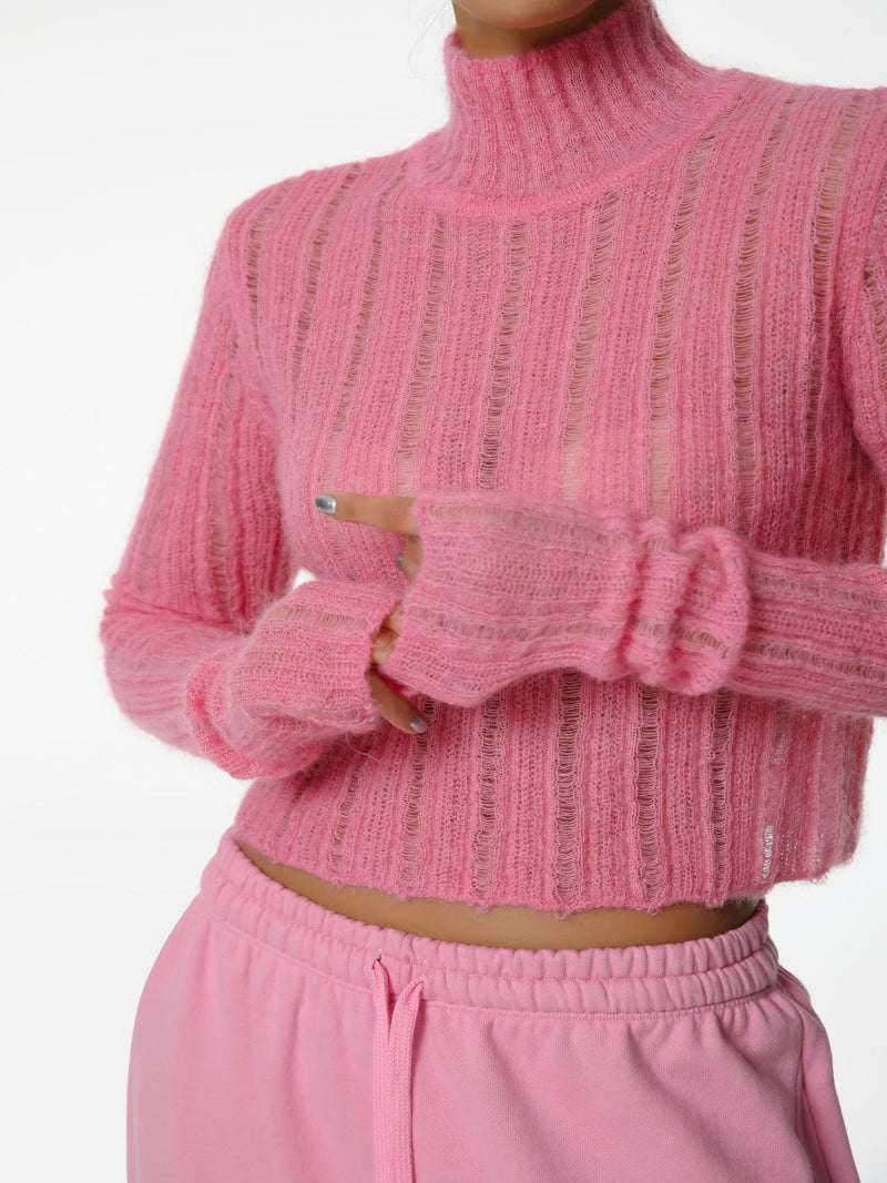 BABY ALPACA SHEER CROPPED KNIT