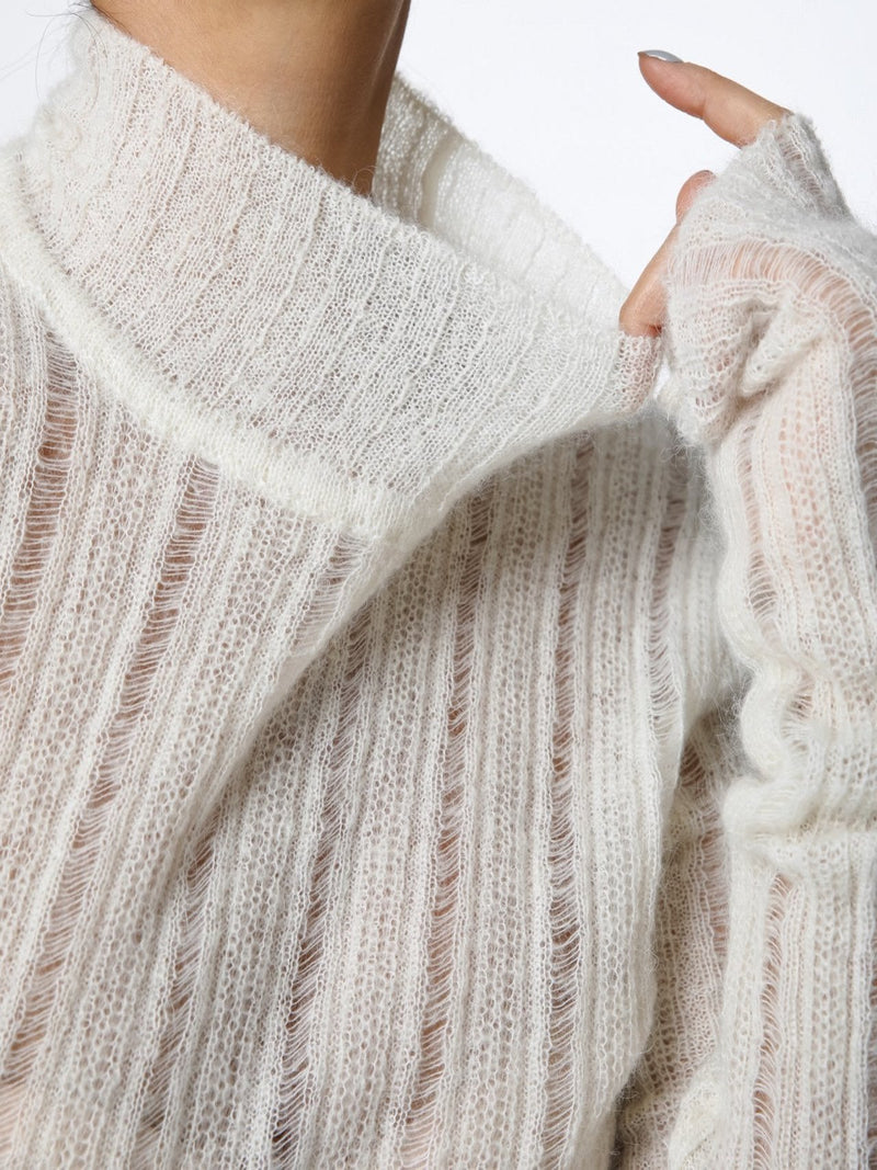 BABY ALPACA SHEER CROPPED KNIT