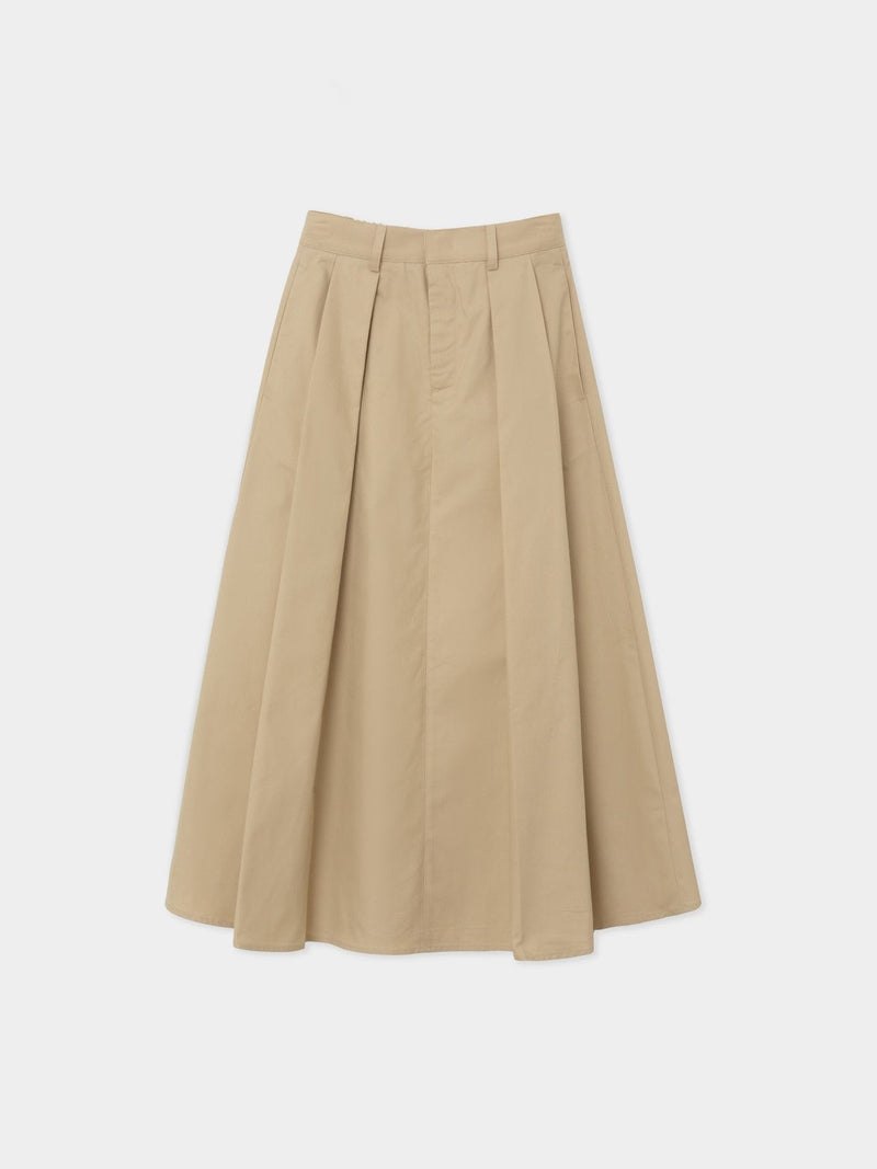 BACK BANDED FLARED PLEAT SKIRT