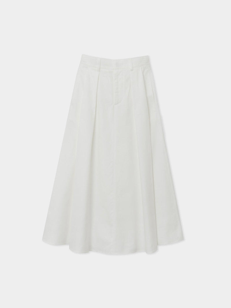 BACK BANDED FLARED PLEAT SKIRT
