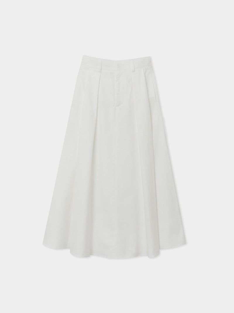 BACK BANDED FLARED PLEAT SKIRT